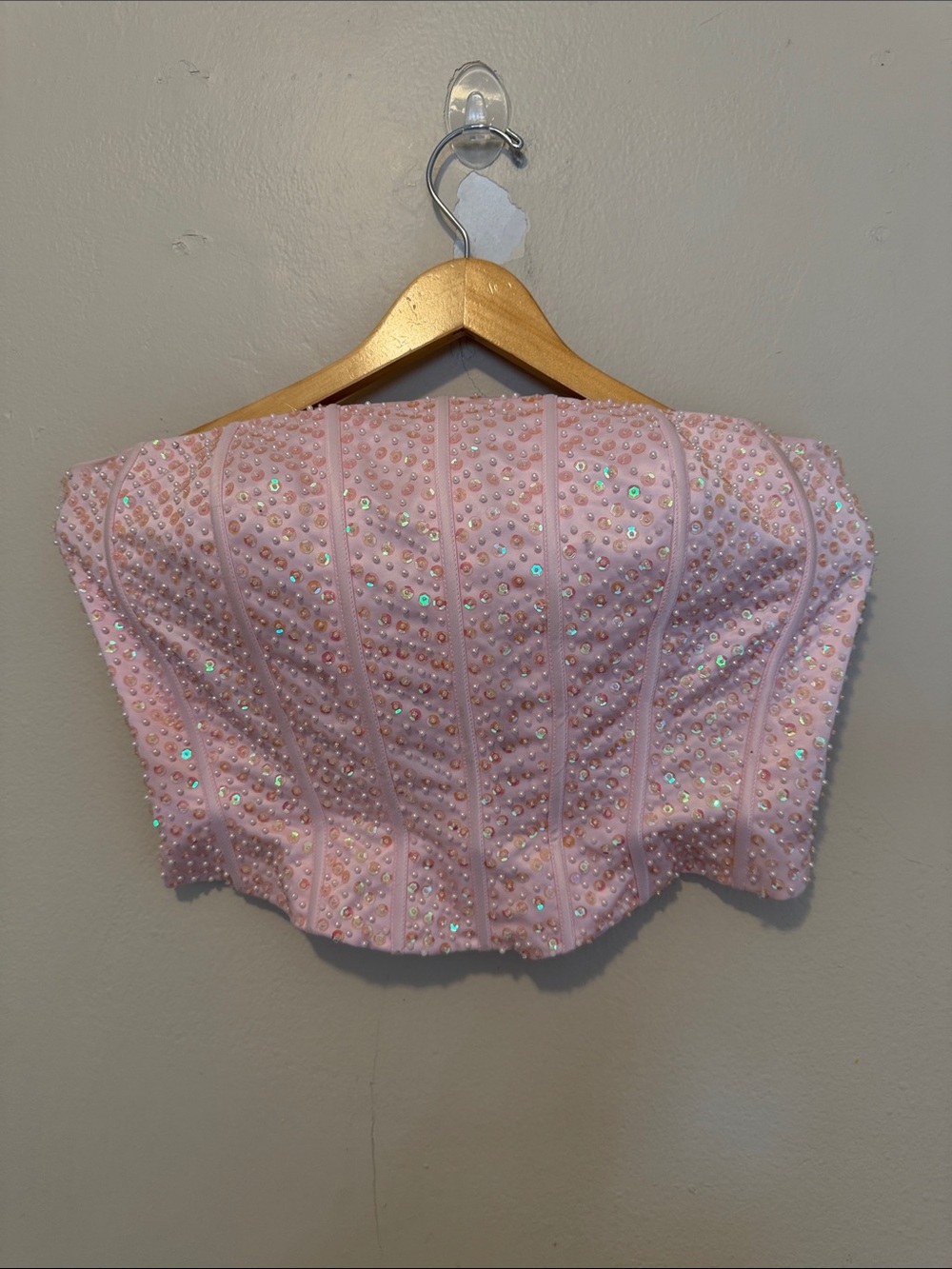 Aspeed Sparkling Light Pink Strapless Embellished Bustier